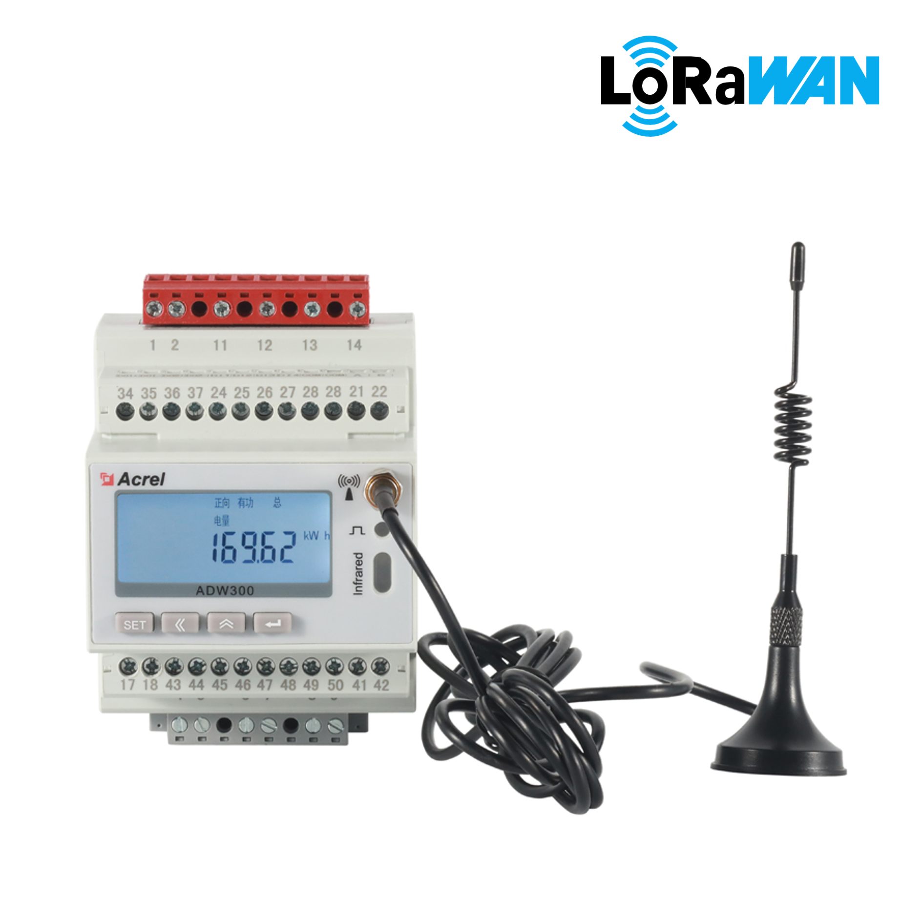 Compteur d'énergie sans fil triphasé EU868MHz LoRaWAN à C.A.